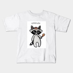 Freegan Raccoon on White Kids T-Shirt